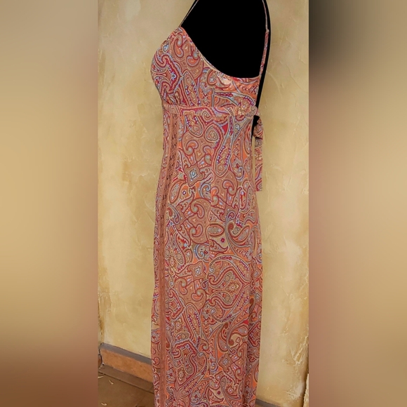 Victoria's Secret Vintage Rust Paisley Strapless Slip Dress Cutout Maxi Dress XS - Picture 10 of 15